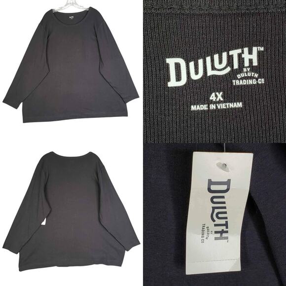Duluth Trading Women's Shirt Long Sleeve Plus Size 4X Crew Longtail Black NWT - Picture 1 of 10